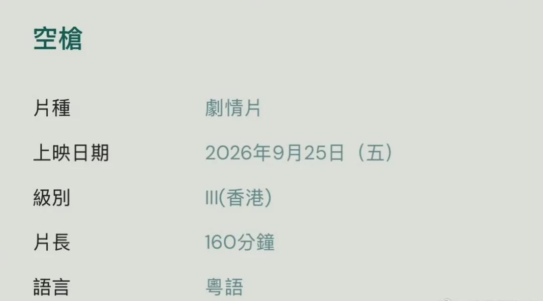 朱一龙檀健次电影《空枪》香港定级为三级片!港版160分钟一刀不剪